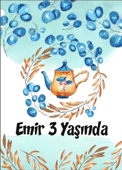 Mavi Pasta Temalı Doğum Günü Afişi 70X100 cm