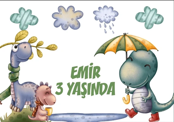 Dinozorlar Temalı Doğum Günü Afişi 70X100 cm ürün görseli 1