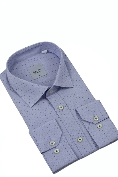 Erkek Klasik Puantiyeli Uzun Kol Gömlek 3512 BGL-ST04403 - Resim 8