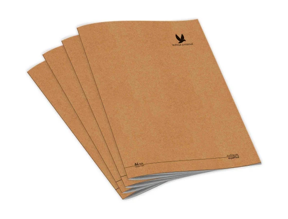 Wings Journal 4'lü Defter Seti - A5, Çizgili, Kraft Kapak, 96 Sayfa
