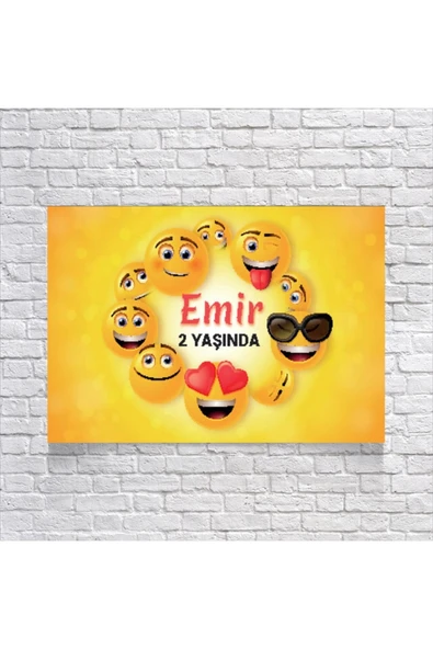 Emoji Tenalı Doğum Günü Afişi 100X150 cm