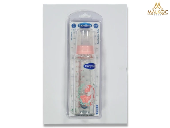 SİLİKON KİRAZ UÇLU CAM BİBERON (250 ml.)