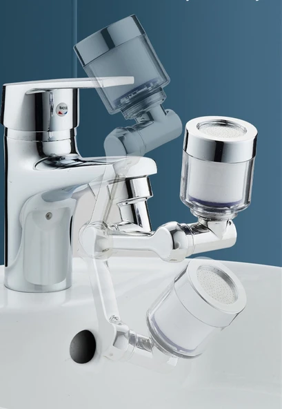 Filtreli Kireç Hapsedici Robotik Kol Musluk Başlığı - Mutfak Banyo Musluk Uzatma Aparatı Ucu - 5