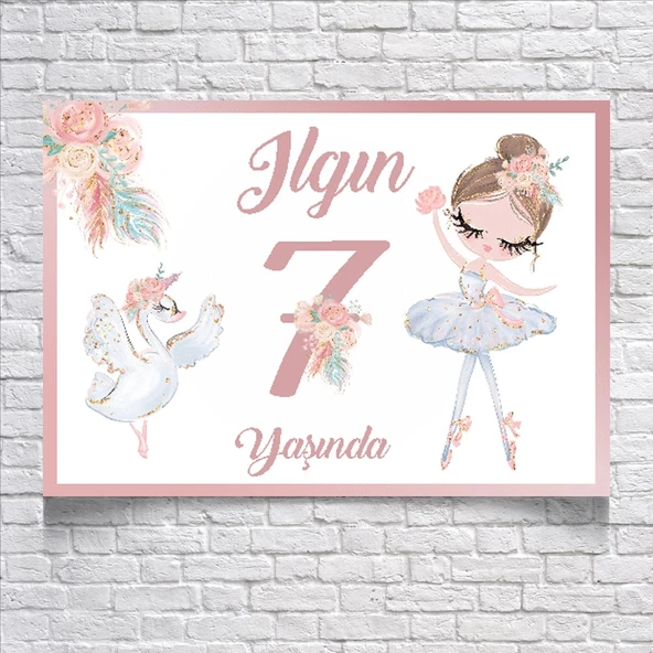 Balerin Temalı Doğum Günü Afişi 100X150 cm ürün görseli 1