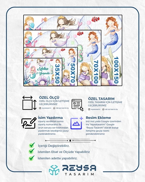 Deniz Kızı Temalı Doğum Günü Afişi 100X150 cm - Resim 2