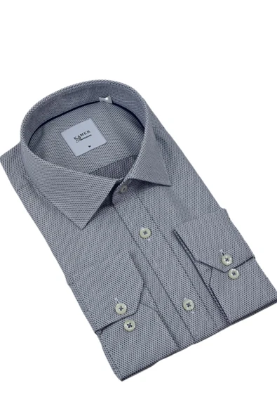 Erkek Klasik Petek Dokulu Uzun Kol Gömlek 3597 BGL-ST04401 - Resim 7