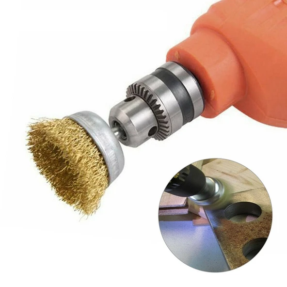 6 Parça Matkap Ucuna Takılan Pimli Tel Fırça Seti -Pas Yağ Kir Boya Yapışkan Çözücü Fırça - 5