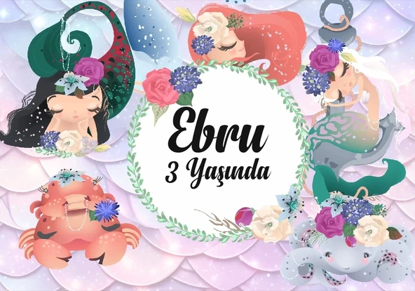 Deniz Kızı Temalı Doğum Günü Afişi 100X150 cm ürün görseli 1