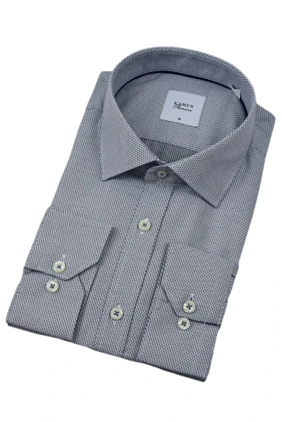 Erkek Klasik Petek Dokulu Uzun Kol Gömlek 3597 BGL-ST04401 - Resim 8