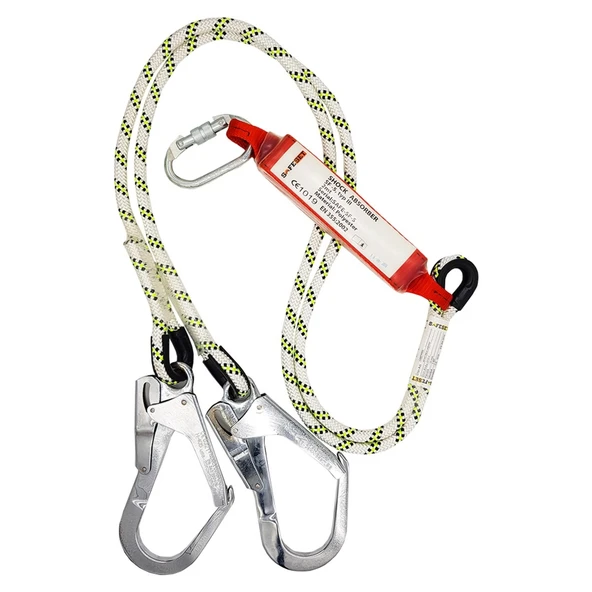 Şok Emicili Çift Bacaklı Kanca Karabinalı Safeset Sertifikalı Lanyard - 2