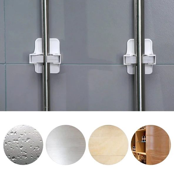2 Adet Güçlü Yapışkanlı Mop - Paspas - Fırça Sap Tutucu Banyo Düzenleyici Askı - 2