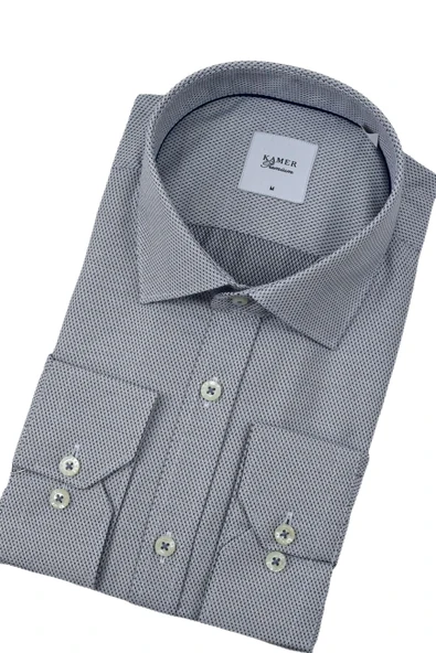 Erkek Klasik Petek Dokulu Uzun Kol Gömlek 3597 BGL-ST04401 - Resim 2