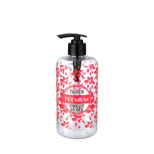 Şeffaf Sıvı Sabunluk Yuvarlak Plastik Pompalı 500 ML