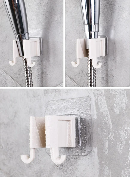 Duş Başlığı Askısı -Yapışkanlı 2 Kademeli Çift Askılı Lif tutucu ürün görseli