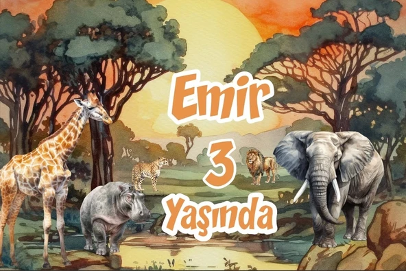 Yapraklar Temalı Doğum Günü Afişi 100X150 cm