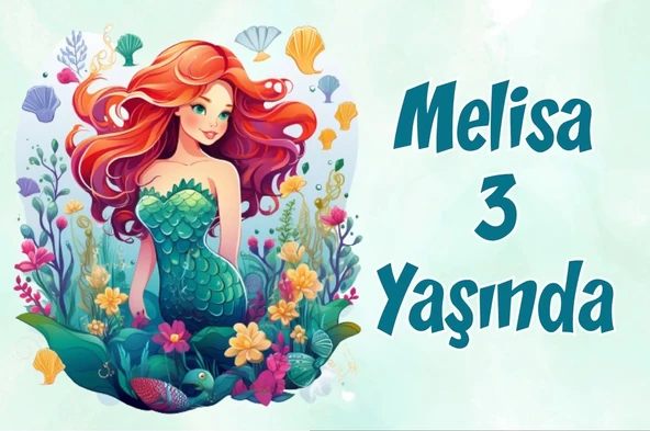 Deniz Kızı Temalı Doğum Günü Afişi 100X150 cm ürün görseli