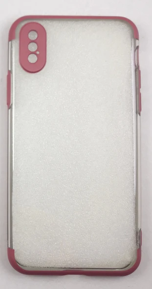 İphone X Ve XS Kılıf Şeffaf Silikon Kenarı Kırmızı