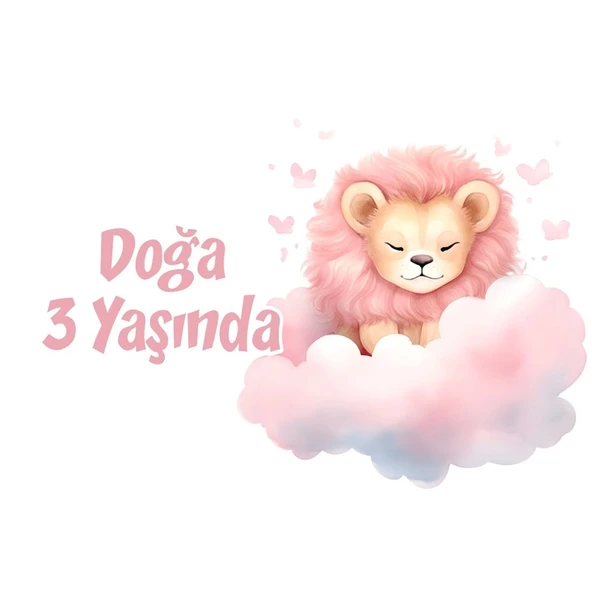 Pembe Sevimli Doğum Günü Afişi -2 100X150 cm