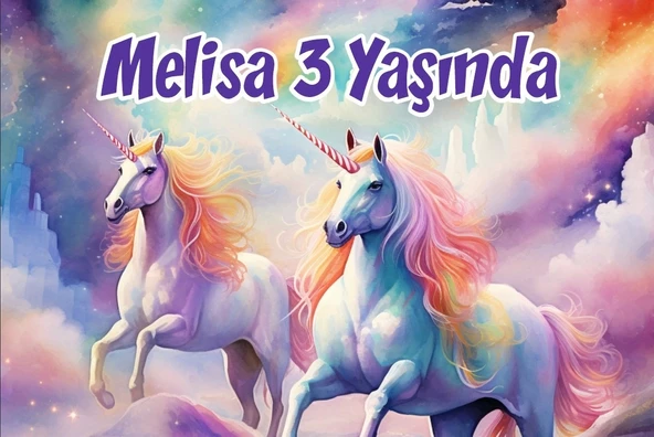 Büyük Unicornlar Temalı Doğum Günü Afişi -4 100X150 cm