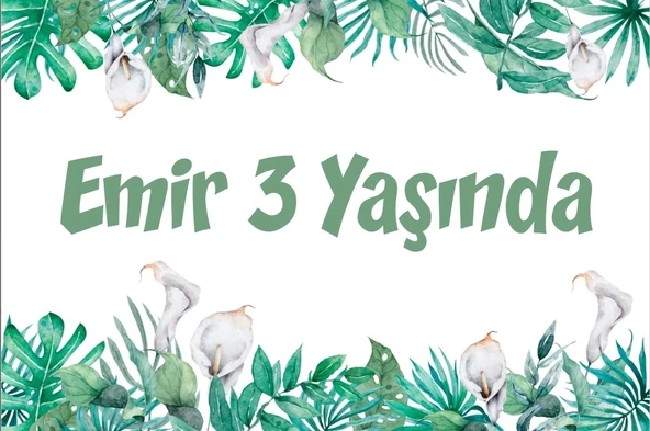 Bitkiler Temalı Doğum Günü Afişi -1 100X150 cm ürün görseli 1