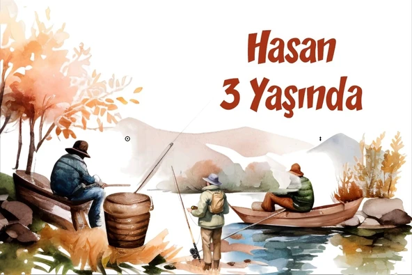 Balıkçılık Temalı Doğum Günü Afişi -2 100X150 cm