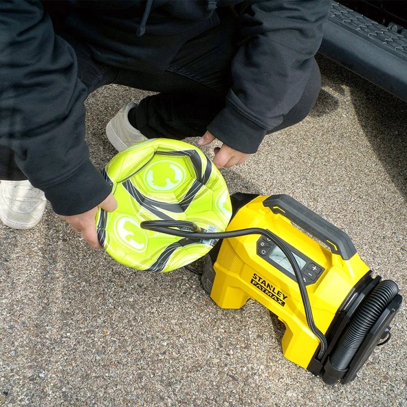 STANLEY SXVI02001A 12V/18V 2Ah Li-ion Şarjlı 160 PSI Dijital Göstergeli Lastik&Yatak Şişirme Pompası+Araç Süpürgesi - 4