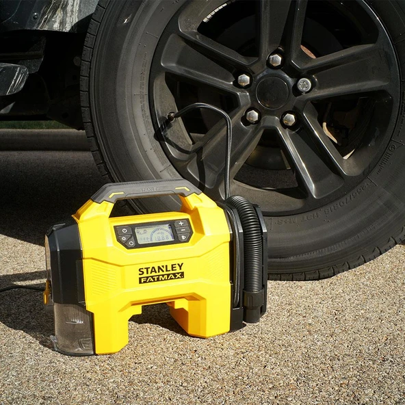 STANLEY SXVI02001A 12V/18V 2Ah Li-ion Şarjlı 160 PSI Dijital Göstergeli Lastik&Yatak Şişirme Pompası+Araç Süpürgesi - 5