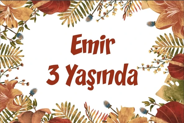 Sarı Yapraklar ve Kuşlar Temalı Doğum Günü Afişi 100X150 cm