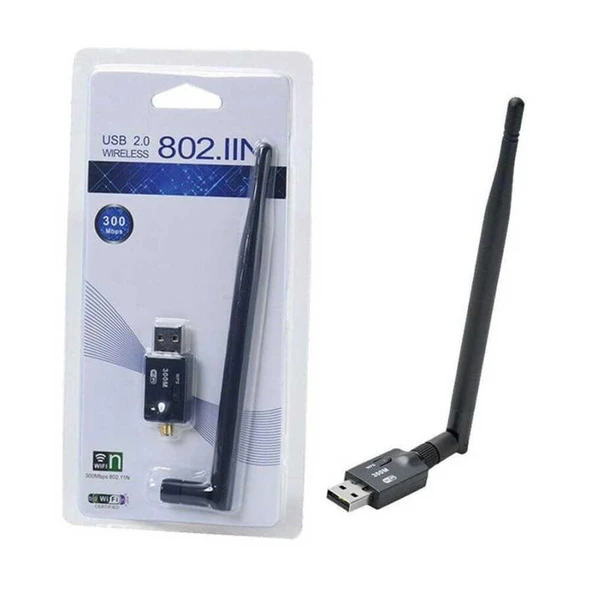 300Mbps Wireless USB WiFi Adaptör Dongle 5dBi Anten Network LAN