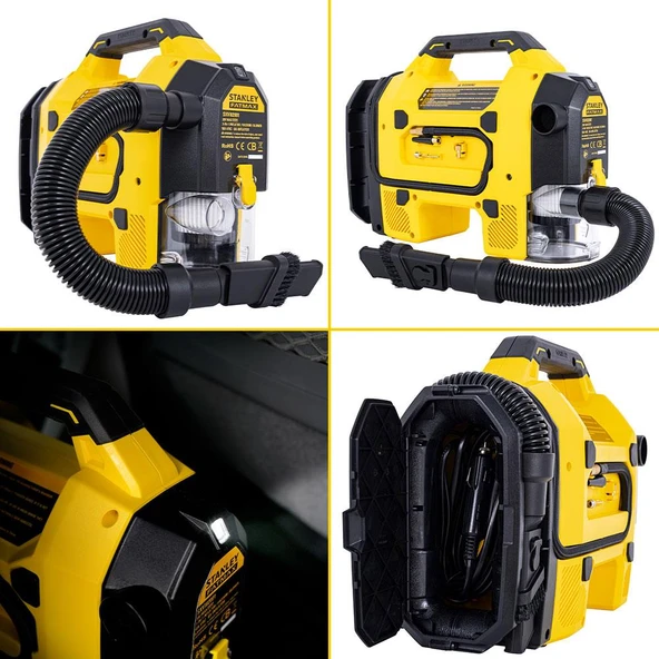STANLEY SXVI02001A 12V/18V 2Ah Li-ion Şarjlı 160 PSI Dijital Göstergeli Lastik&Yatak Şişirme Pompası+Araç Süpürgesi - 3