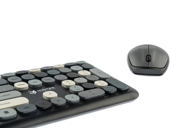 Klavye Mouse Set Kablosuz Türkçe Q Hunter Series Gray XT - Resim 3