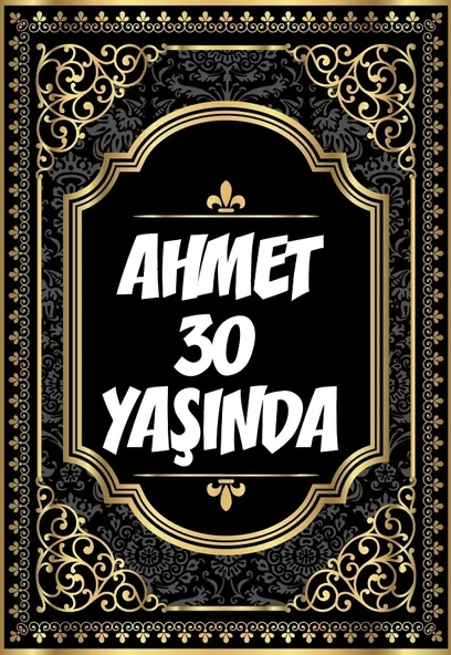 Altın Desenli Klasik Temalı Doğum Günü Afişi -2 100X150 cm