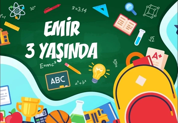 okul temalı doğum günü afişi 100X150 cm