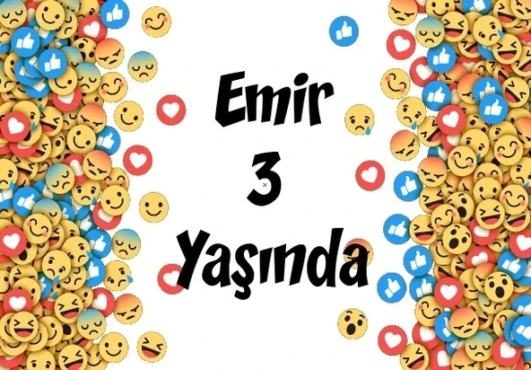 Emojiler Doğum Günü Afişi 100X150 cm