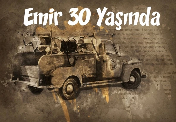 Old Araba Temalı Doğum Günü Afişi 100X150 cm