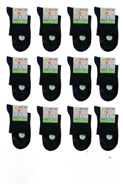Dündar Kadın Unisex Bambu KONÇ Diyabetik Çorap 0614 - 12 Adet  Siyah 36-40 - 2