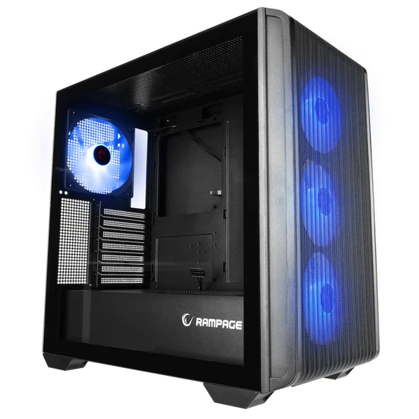RAMPAGE CRAFT TEMPERLİ CAM+MESH Siyah ARGB FAN+TYPE-C ATX MİD-T GAMING KASA