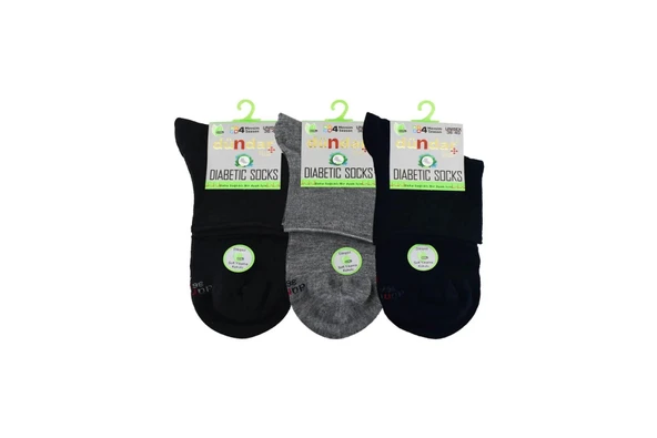Dündar Kadın Unisex Bambu KONÇ Diyabetik Çorap 0614 - 12 Adet  Karışık Renk 36-40