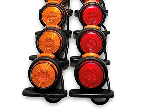 10 Adet Neon Ledli Takoz Lamba 12-24 Volt Sarı-kırmızı