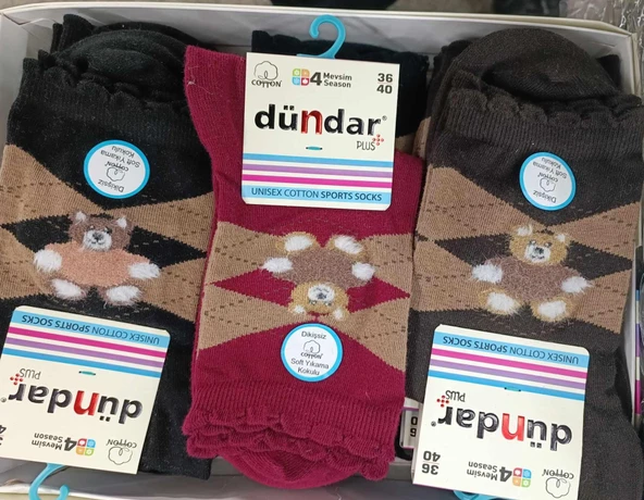 Dündar Kadın COTTON Sport Soket Çorap 4209B - 6 Adet  Karışık Renk 36 - 40