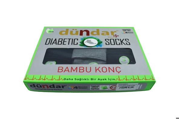 Dündar Kadın Unisex Bambu KONÇ Diyabetik Çorap 0614 - 12 Adet  Karışık Renk 36-40 - Resim 5