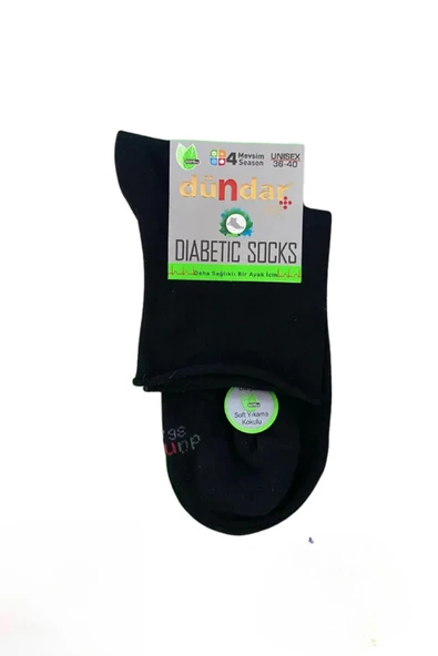 Dündar Kadın Unisex Bambu KONÇ Diyabetik Çorap 0614 - 12 Adet  Siyah 36-40