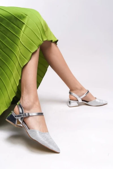 Feles Kemer Rugan Detaylı Arkası Açık Kadın Babet Ayakkabı - Resim 5