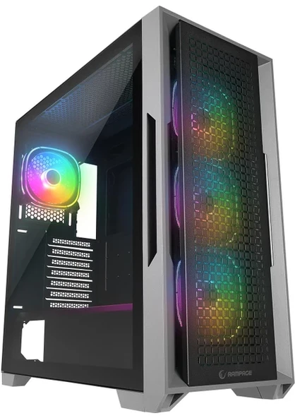 RAMPAGE RADIANT V1 TEMPERLİ CAM+MESH SIYAH 4xARGB FAN+HUB E-ATX EXCLUSIVE GAMING KASA