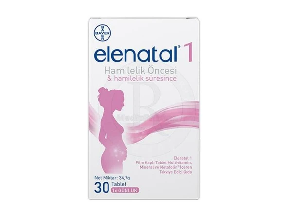 ELENATAL 1 FİLM KAPLI TABLET MULTİVİTAMİN, MİNERAL VE METAFOLİN İÇEREN TAKVİYE EDİCİ GIDA 30 TABLET