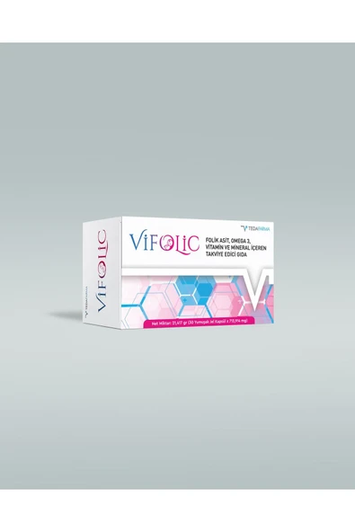 VİFOLİC FOLİK ASİT, OMEGA 3, VİTAMİN VE MİNERAL İÇEREN TAKVİYE EDİCİ GIDA 30 KAPSÜL