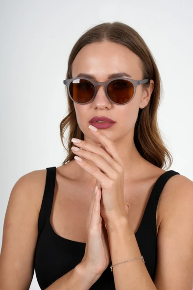 Gri Yuvarlak Olivier Philippe Güneş Gözlüğü - Resim 2