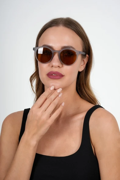 Gri Yuvarlak Olivier Philippe Güneş Gözlüğü - Resim 3