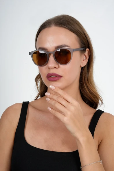 Gri Yuvarlak Olivier Philippe Güneş Gözlüğü - Resim 7