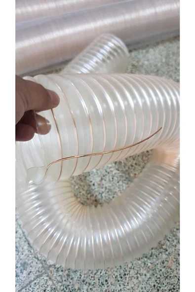 Poliüretan Bakır Telli Şeffaf Hortum (İç çap 127mm)  (5mt ) Pu 070 Toz Talaş Emiş
